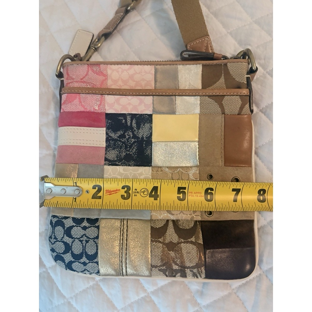 VTG Coach Patchwork Crossbody Y2K Signature C Leather Metallic Suede - Picture 9 of 16